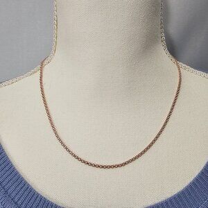 Italian New 925 Sterling Silver Bismark Rose Gold Single Strand Chain Necklace